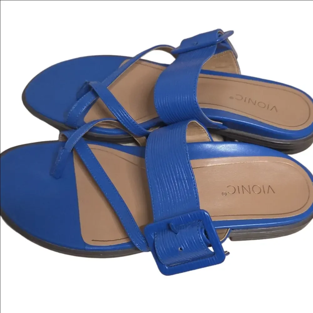 Vionic Arch Support Royal Blue Women's Julep Sandals Flipflops Leather 7.5W - Picture 5 of 9